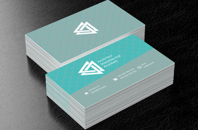 Połączenie szarości i turkusu, Budownictwo, Architektura - Wizytówki Netprint