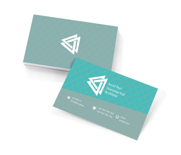 Połączenie szarości i turkusu, Budownictwo, Architektura - Wizytówki Netprint szablony online