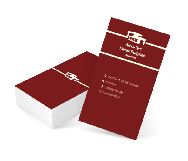 Biała ramka, na brązowym tle, Budownictwo, Architektura - Wizytówki Netprint szablony online