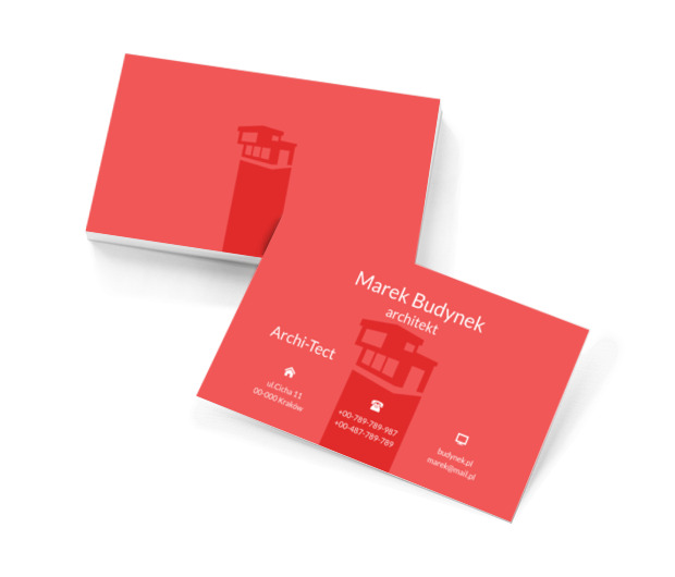 Dwa odcienie czerwieni, Budownictwo, Architektura - Wizytówki Netprint szablony online
