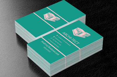 Budynek na zielonym tle, Budownictwo, Architektura - Wizytówki Netprint