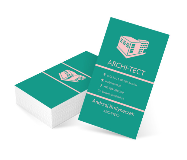 Budynek na zielonym tle, Budownictwo, Architektura - Wizytówki Netprint szablony online