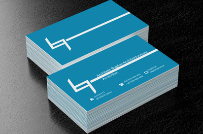 Biała czcionka na niebieskim tle, Budownictwo, Architektura - Wizytówki Netprint