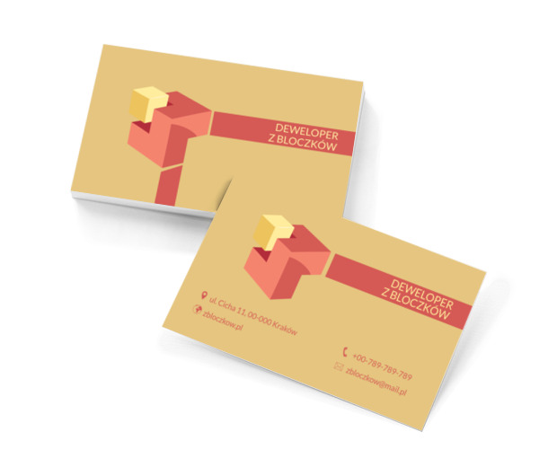 Dwukolorowe bloczki, Budownictwo, Deweloper - Wizytówki Netprint szablony online