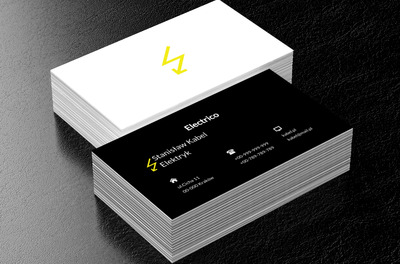 Żółta błyskawica, Budownictwo, Elektryk - Wizytówki Netprint