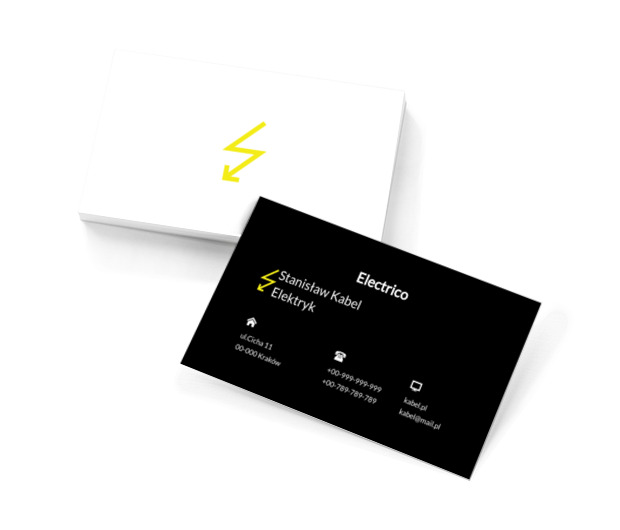 Żółta błyskawica, Budownictwo, Elektryk - Wizytówki Netprint szablony online