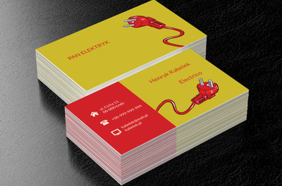 Czerwona wtyczka, Budownictwo, Elektryk - Wizytówki Netprint