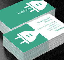 Biała wtyczka elektryczna, Budownictwo, Elektryk - Wizytówki Netprint