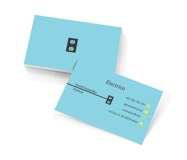 Czarny kontakt, Budownictwo, Elektryk - Wizytówki Netprint szablony online