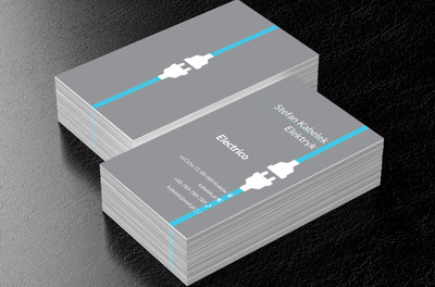 Białe dwie wtyczki, Budownictwo, Elektryk - Wizytówki Netprint