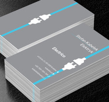 Białe dwie wtyczki, Budownictwo, Elektryk - Wizytówki Netprint