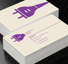 Fioletowa duża wtyczka, Budownictwo, Elektryk - Wizytówki Netprint