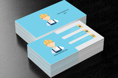Budowlaniec w kasku, Budownictwo, Firma budowlana - Wizytówki Netprint