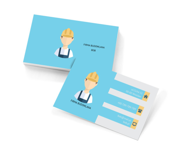 Budowlaniec w kasku, Budownictwo, Firma budowlana - Wizytówki Netprint szablony online