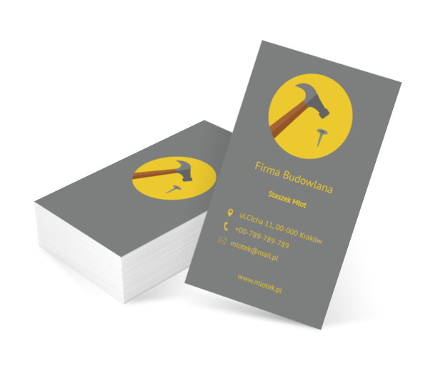Młotek i gwóźdź, Budownictwo, Firma budowlana - Wizytówki Netprint szablony online