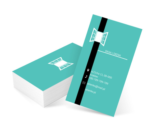 Otwarte okno, Budownictwo, Okna i Drzwi - Wizytówki Netprint szablony online
